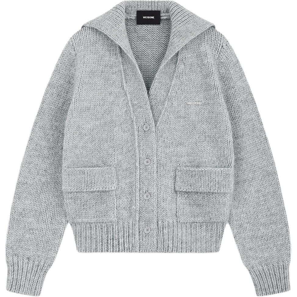 Order (W) WE11DONE 女款灰色單排扣長袖針織毛衣 WD-KC2-24-632-W-GY