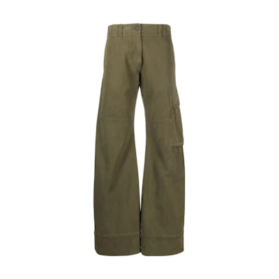 (Women) WE11DONE Solid Color Mid-Waist Loose Cargo Pants Women’s Green WD-PT3-23-256-W-KK