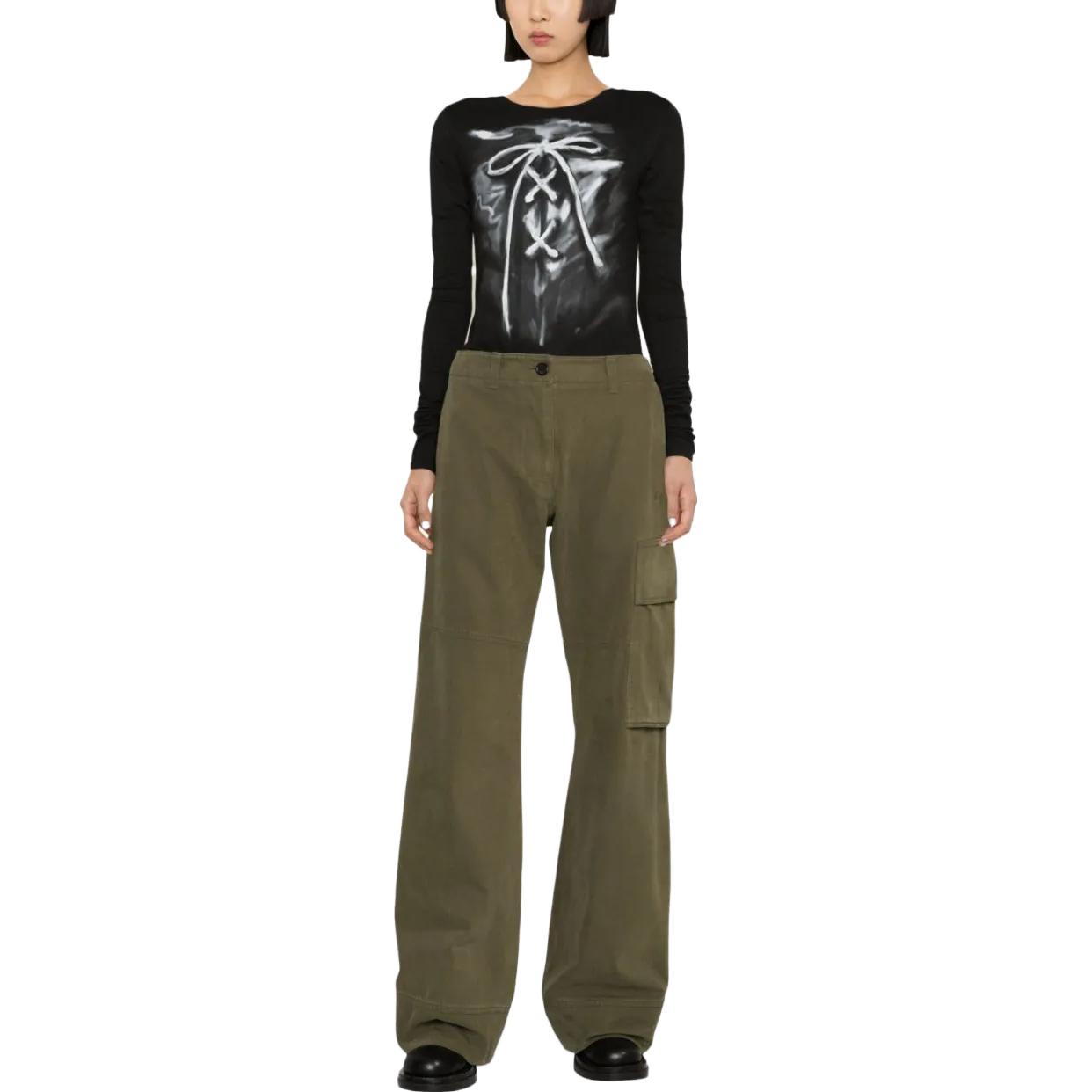 (Women) WE11DONE Solid Color Mid-Waist Loose Cargo Pants Women’s Green WD-PT3-23-256-W-KK 圖 3