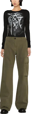(Women) WE11DONE Solid Color Mid-Waist Loose Cargo Pants Women’s Green WD-PT3-23-256-W-KK Lookbook (Women) WE11DONE Solid Color Mid-Waist Loose Cargo Pants Women’s Green WD-PT3-23-256-W-KK