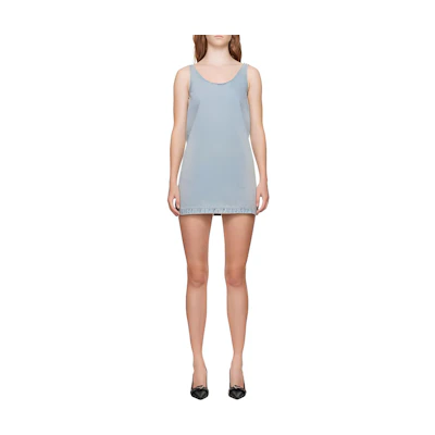 (Women) WE11DONE Solid Denim Mini Logo Sleeveless Dress Blue WD-DO2-24-358-W-SK