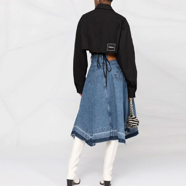 (Women) WE11DONE SS21  Black Cropped Long-Sleeve Shirt with Tie Detail WD-BL0-21-102-W-BK 圖 4