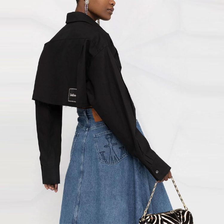 (Women) WE11DONE SS21  Black Cropped Long-Sleeve Shirt with Tie Detail WD-BL0-21-102-W-BK 圖 5