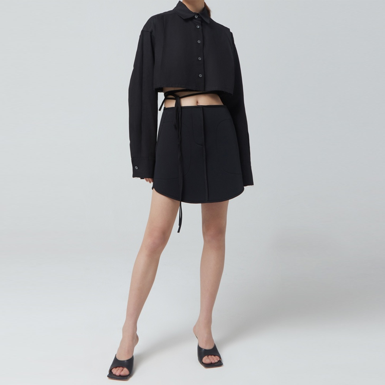 (Women) WE11DONE SS21  Black Cropped Long-Sleeve Shirt with Tie Detail WD-BL0-21-102-W-BK 圖 6