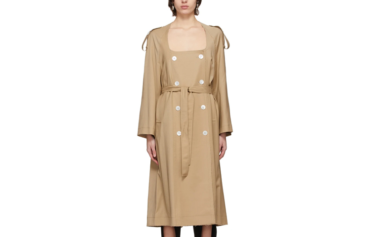 (Women) WE11DONE SS21  Collarless Long Sleeve Trench Coat - Camel WD-CT0-21-011-W-BG 圖 2