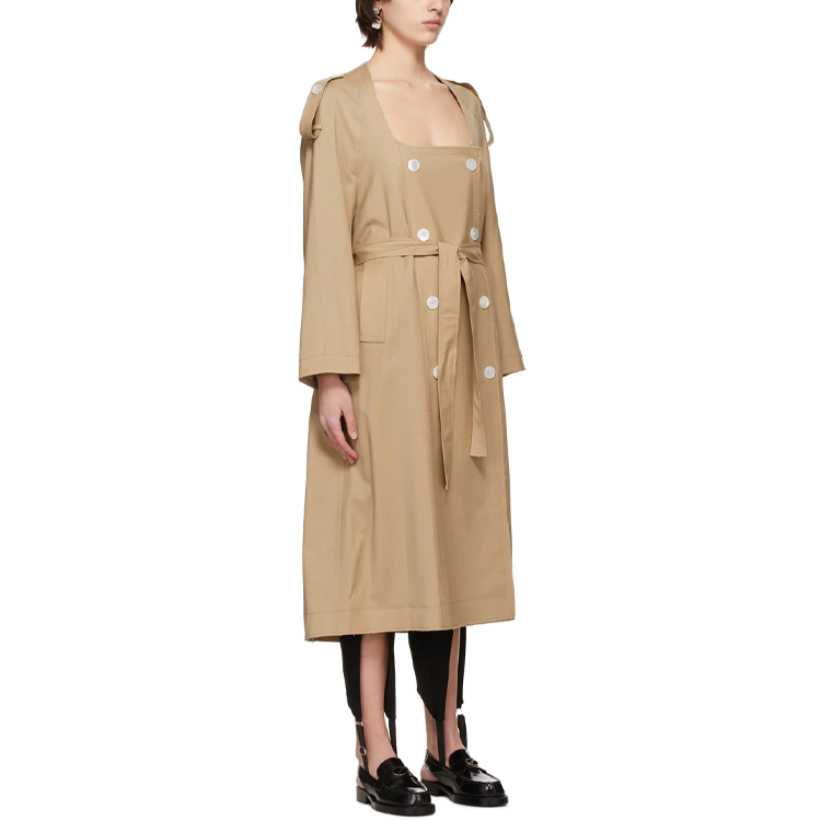 (Women) WE11DONE SS21  Collarless Long Sleeve Trench Coat - Camel WD-CT0-21-011-W-BG 圖 4