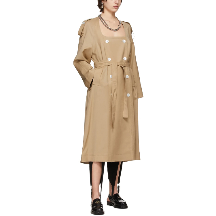 (Women) WE11DONE SS21  Collarless Long Sleeve Trench Coat - Camel WD-CT0-21-011-W-BG 圖 5