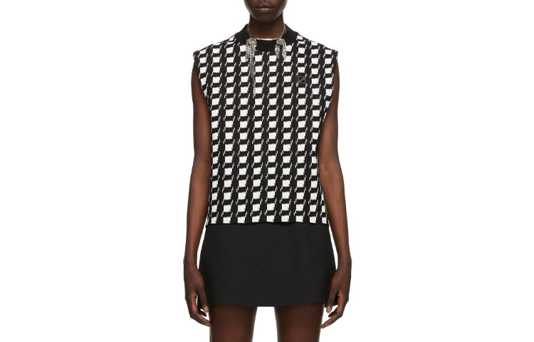 (Women) WE11DONE SS21  Sleeveless Plaid Tank Top Black/White. WD-KV1-21-600-U-BK