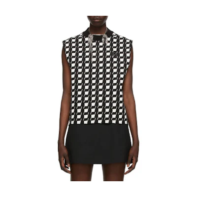 (Women) WE11DONE SS21 Sleeveless Plaid Tank Top Black/White. WD-KV1-21-600-U-BK