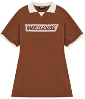 (Women) WE11DONE SS22 Brown Logo Graffiti Shirt Collar A-Line Dress. WD-TO1-22-721-W-BR (Women) WE11DONE SS22 Brown Logo Graffiti Shirt Collar A-Line Dress. WD-TO1-22-721-W-BR