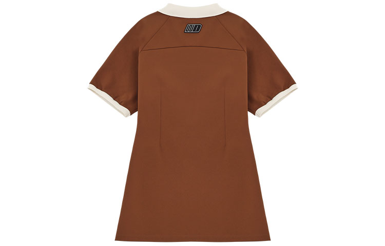 Lookbook (Women) WE11DONE SS22  Brown Logo Graffiti Shirt Collar A-Line Dress. WD-TO1-22-721-W-BR