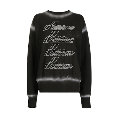 (Women) WE11DONE SS22 Logo Print Cotton Crewneck Long Sleeve Sweatshirt Black White WD-TS1-22-732-U-BW