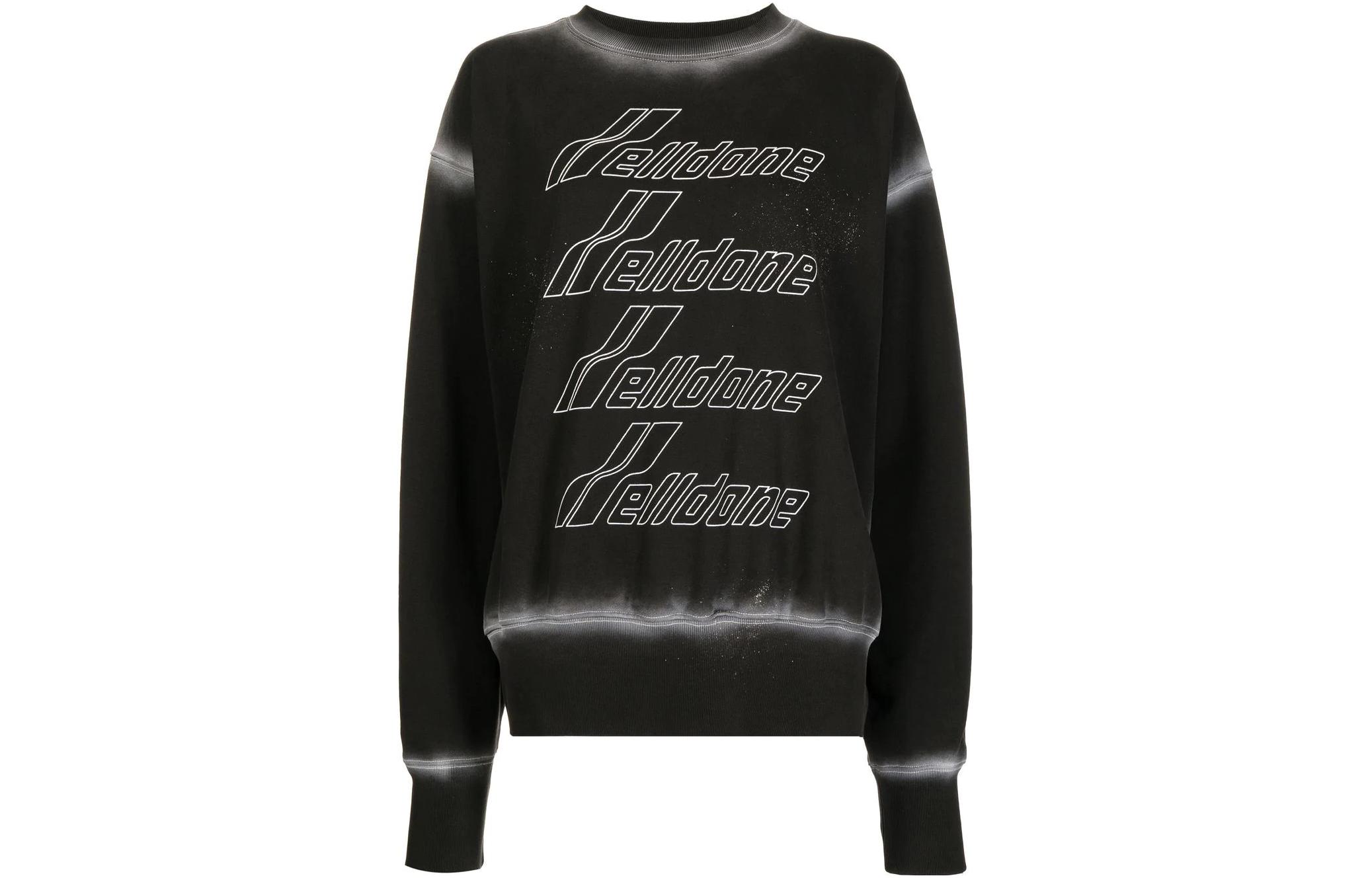 (Women) WE11DONE SS22  Logo Print Cotton Crewneck Long Sleeve Sweatshirt Black White WD-TS1-22-732-U-BW 圖 2