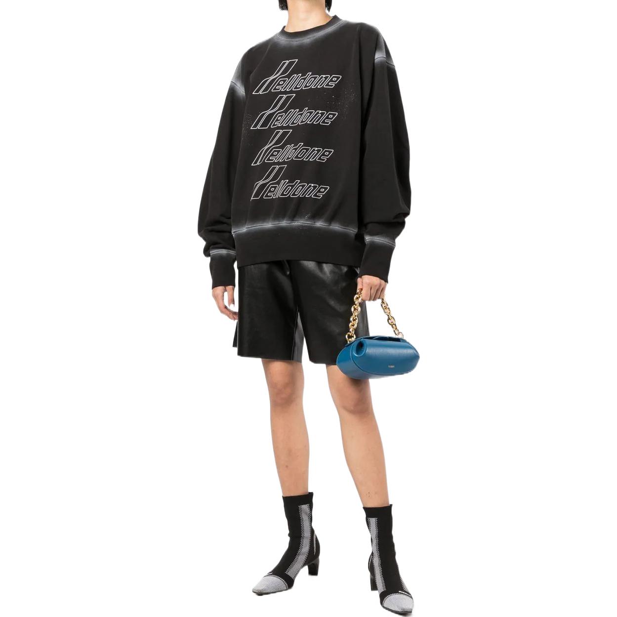 (Women) WE11DONE SS22  Logo Print Cotton Crewneck Long Sleeve Sweatshirt Black White WD-TS1-22-732-U-BW 圖 3