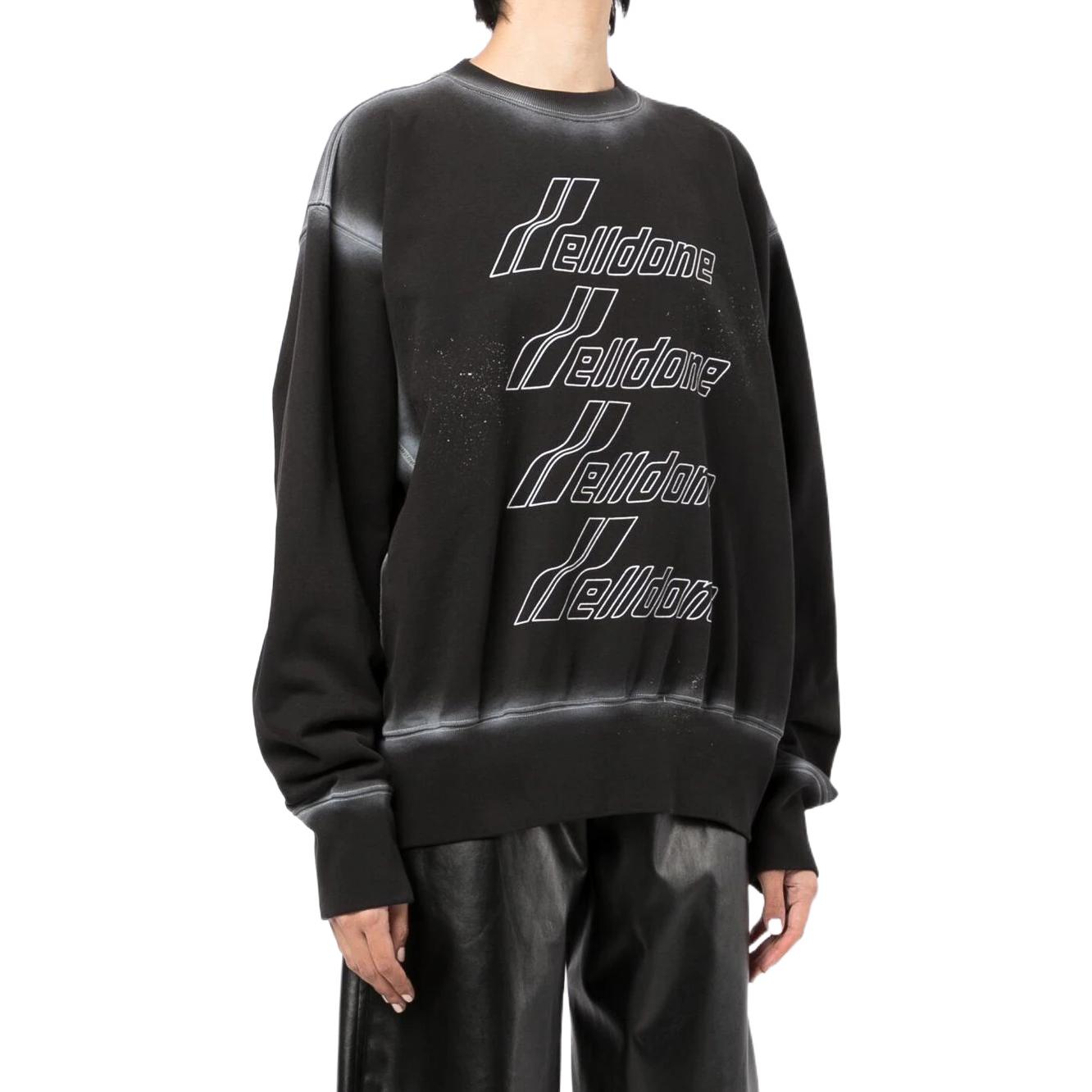 (Women) WE11DONE SS22  Logo Print Cotton Crewneck Long Sleeve Sweatshirt Black White WD-TS1-22-732-U-BW 圖 5