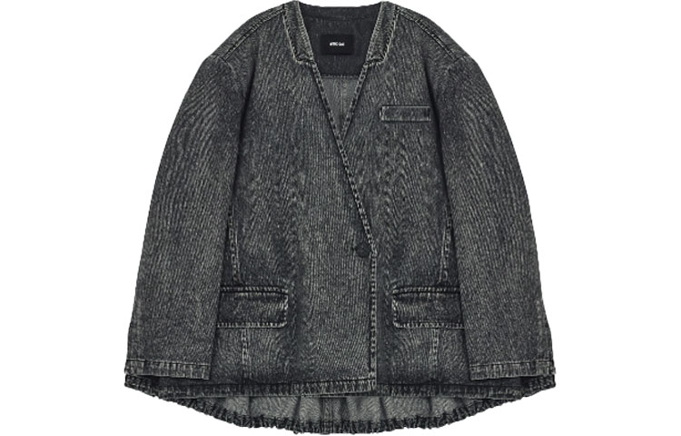 (Women) WE11DONE SS22  Washed Black Denim Jacket with V-Neck and Ruched Design. WD-DJ1-22-353-W-WB 圖 2