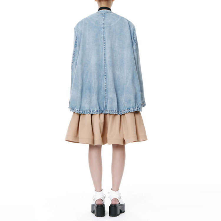 (Women) WE11DONE SS22  Washed Denim Jacket with V-Neck and Pleats Blue. WD-DJ1-22-353-W-BL 圖 5