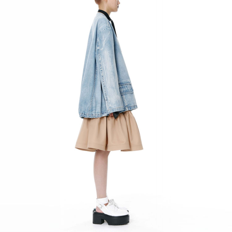 (Women) WE11DONE SS22  Washed Denim Jacket with V-Neck and Pleats Blue. WD-DJ1-22-353-W-BL 圖 6