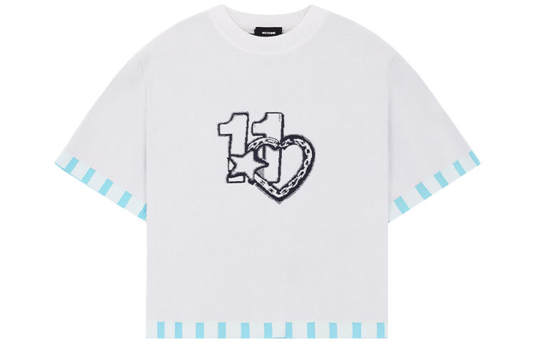 (Women) WE11DONE SS22  White Logo Heart Print Crewneck T-Shirt. WD-KT1-22-641-W-SK