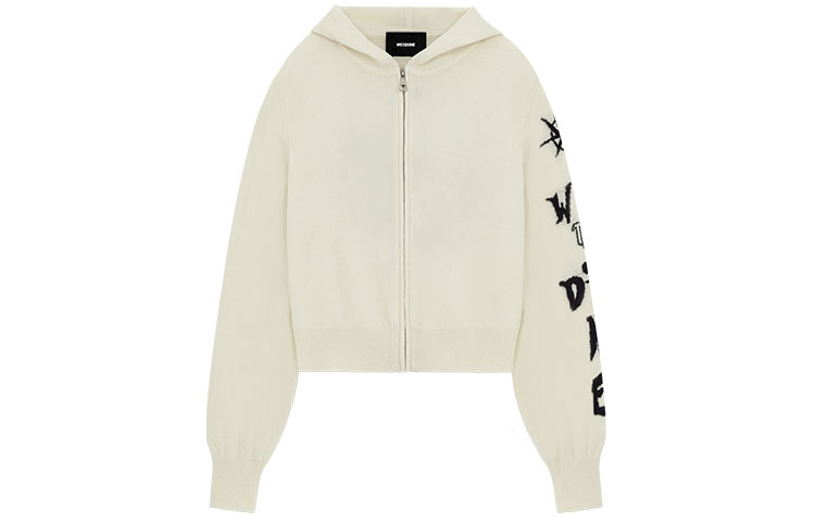 (Women) WE11DONE SS22  White Logo Jacquard Cashmere Knit Hoodie WD-KC1-22-634-W-IV