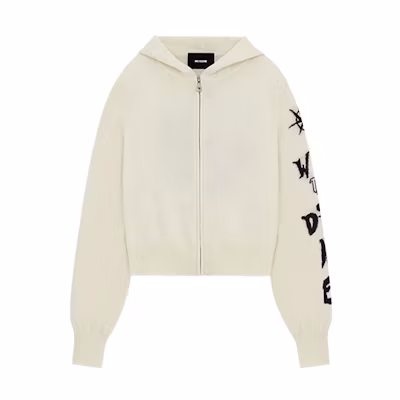 (Women) WE11DONE SS22 White Logo Jacquard Cashmere Knit Hoodie WD-KC1-22-634-W-IV