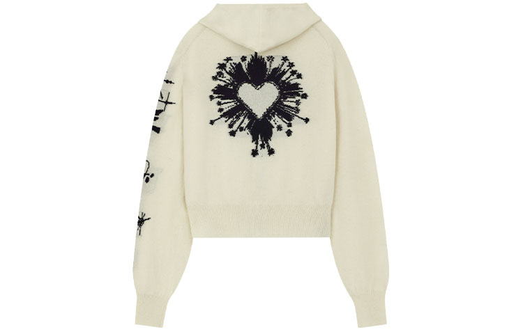 (Women) WE11DONE SS22  White Logo Jacquard Cashmere Knit Hoodie WD-KC1-22-634-W-IV 圖 3
