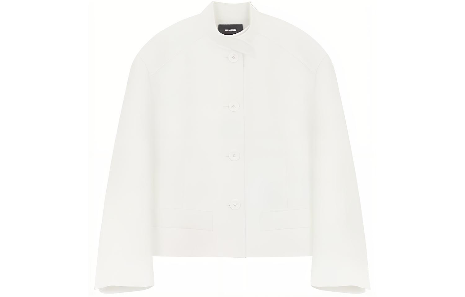 (Women) WE11DONE SS22  White Single-Breasted Padded Shoulder Jacket WD-JK1-22-102-W-WH