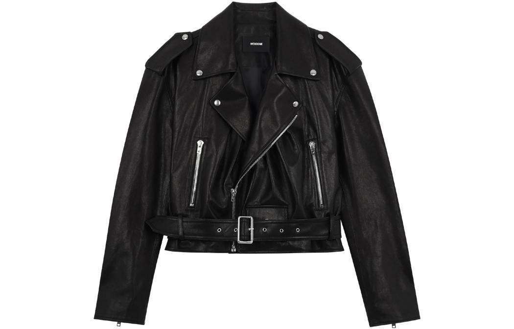 (Women) WE11DONE SS23  Black Cropped Zip-Up Long Sleeve Jacket. WD-F51-23-104-W-BK