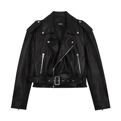 (Women) WE11DONE SS23 Black Cropped Zip-Up Long Sleeve Jacket. WD-F51-23-104-W-BK