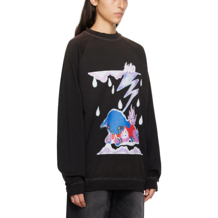 Lookbook (W) WE11DONE SS23 黑色动物印花长袖T恤。 WD-TS3-23-868-U-BK