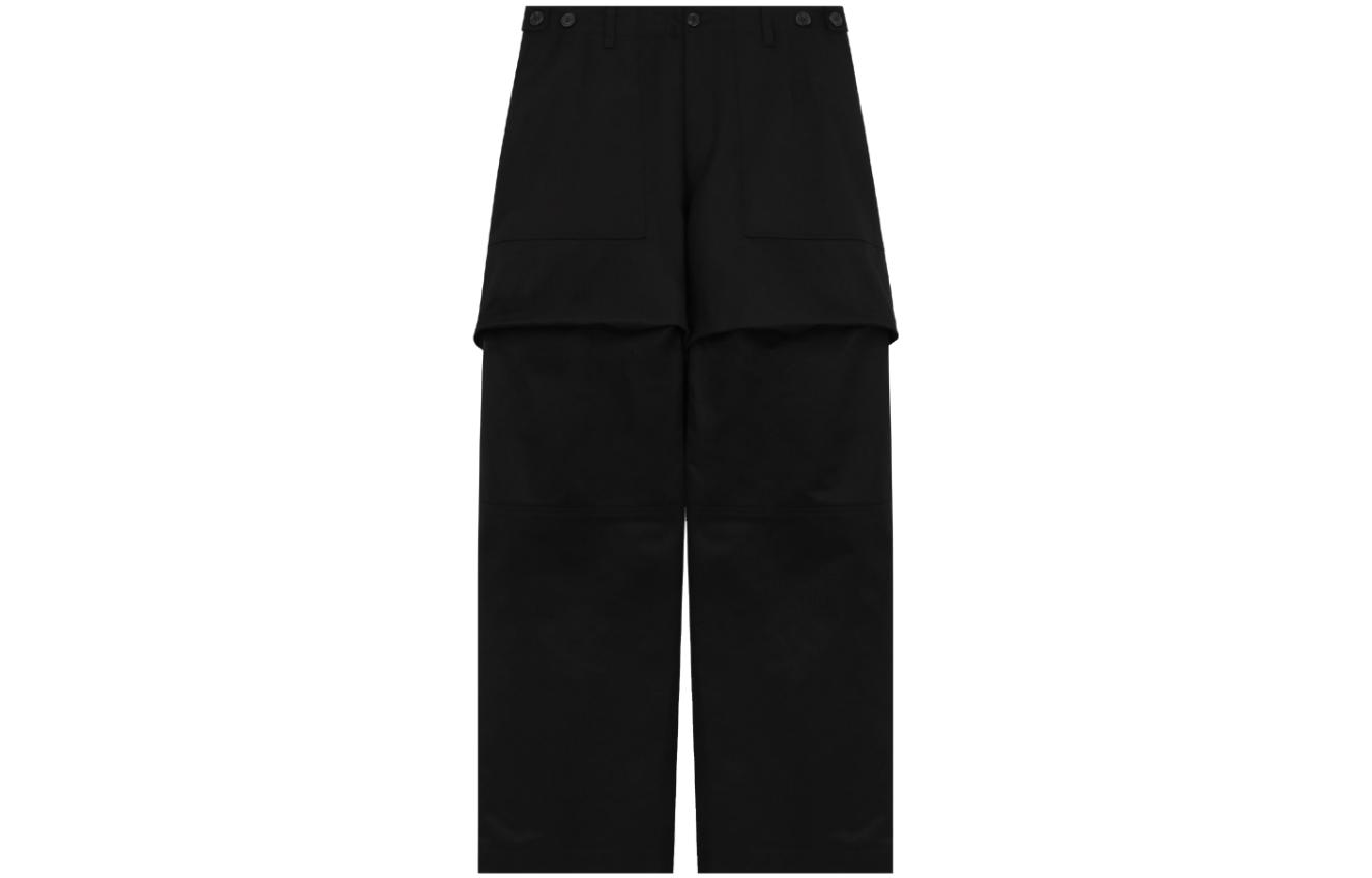 (Women) WE11DONE SS23  Black Solid Flap Pocket Casual Pants. WD-PT1-23-238-W-BK