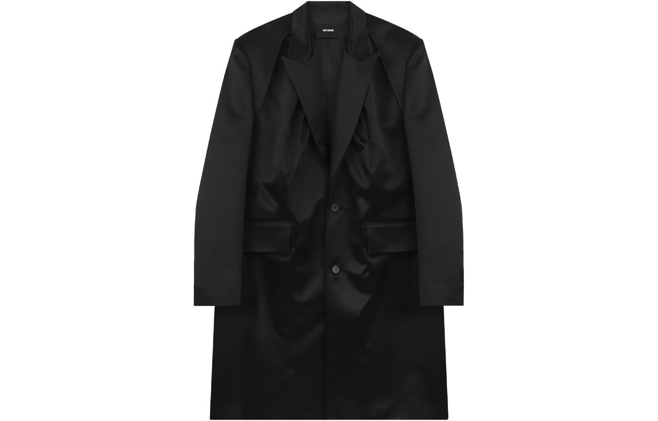 (Women) WE11DONE SS23  Black Solid Mid-Length Single-Breasted Coat. WD-CT1-23-043-W-BK