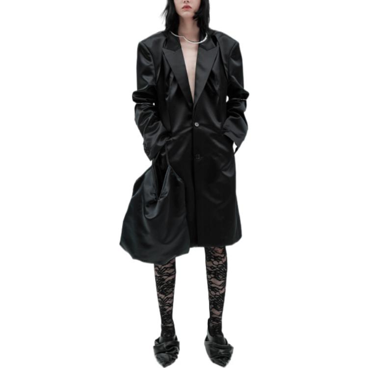 (Women) WE11DONE SS23  Black Solid Mid-Length Single-Breasted Coat. WD-CT1-23-043-W-BK 圖 3