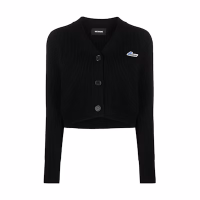 (Women) WE11DONE SS23 Black V-Neck Knit Sweater with Logo Embroidery Gift Box. WD-KC3-22-646-W-BK