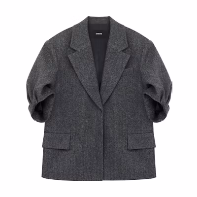 (Women) WE11DONE SS23 Dark Gray Casual Bubble Sleeve Jacket. WD-JK1-23-002-W-DG