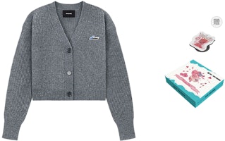 (Women) WE11DONE SS23 Grey V-Neck Knit Sweater with Logo in Gift Box. WD-KC1-23-670-W-GY (Women) WE11DONE SS23 Grey V-Neck Knit Sweater with Logo in Gift Box. WD-KC1-23-670-W-GY