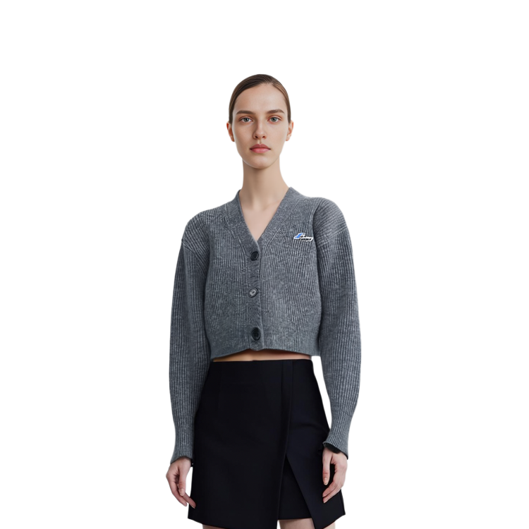 Shop (W) WE11DONE SS23 灰色V領標誌針織毛衣 禮盒款 WD-KC1-23-670-W-GY