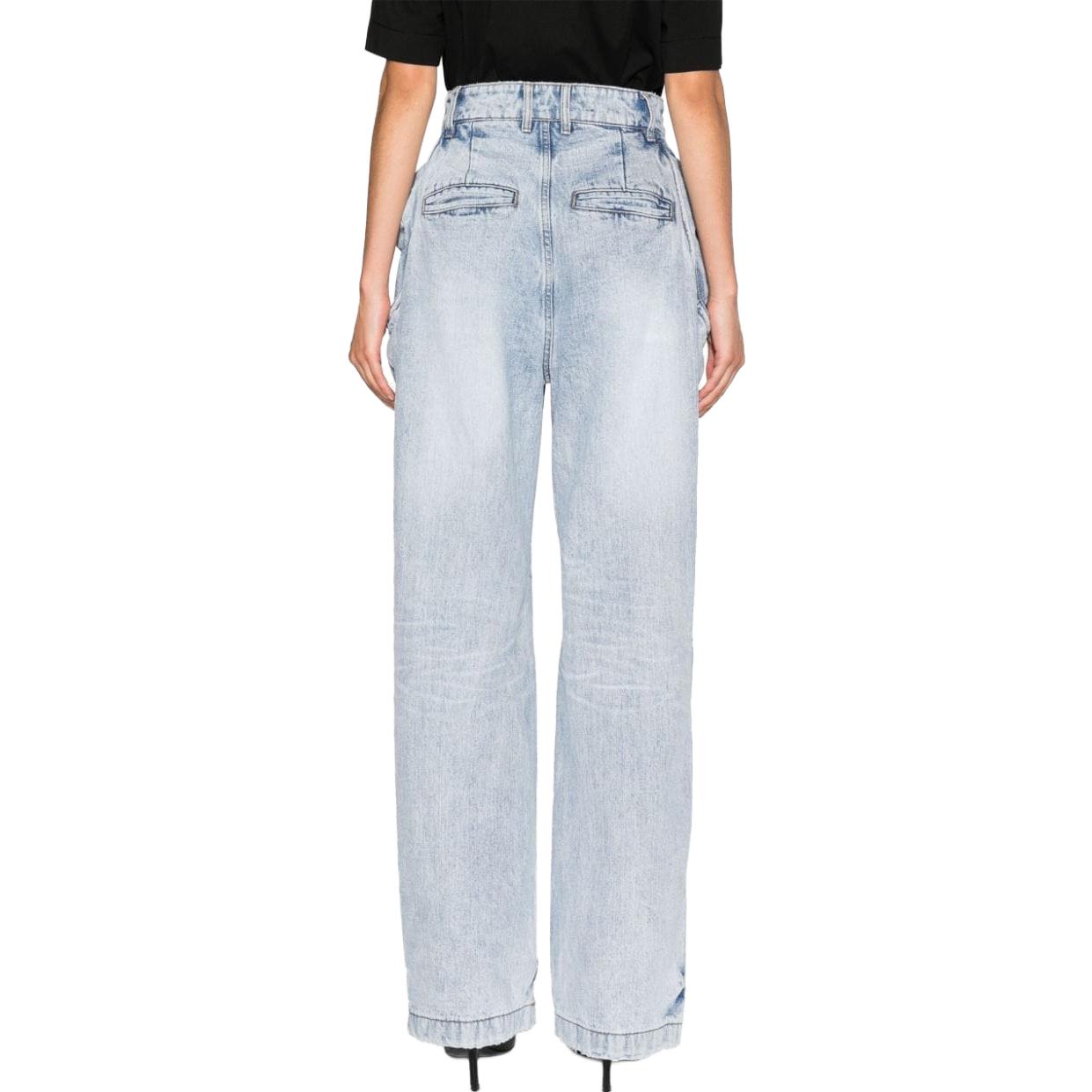 Shop (Women) WE11DONE SS23  High-Waisted Wide-Leg Jeans Blue WD-DP3-23-354-W-SK