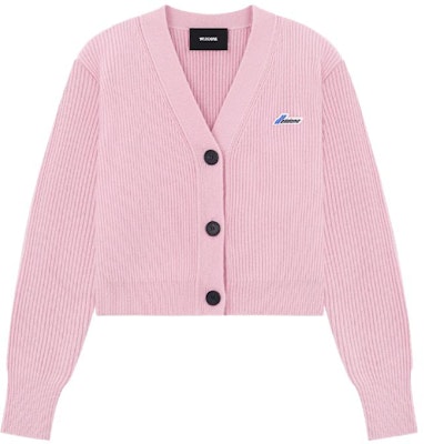 (Women) WE11DONE SS23 Pink Cropped Cardigan with Front Logo and Button Closure. WD-KC1-23-671-W-LP Order (Women) WE11DONE SS23 Pink Cropped Cardigan with Front Logo and Button Closure. WD-KC1-23-671-W-LP