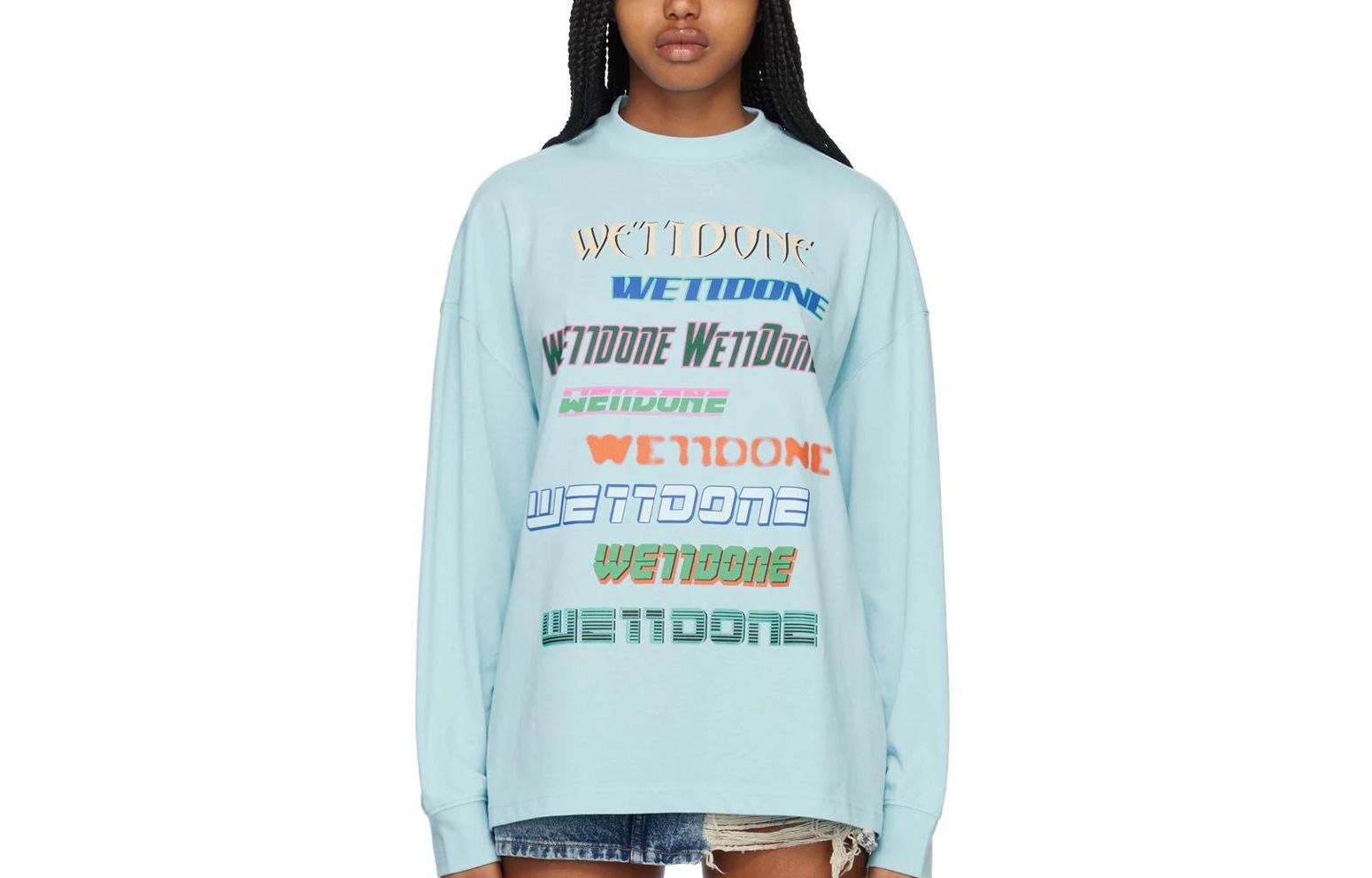 Order (Women) WE11DONE SS23  Pullover Sweatshirt with Letter Print - Light Blue WD-TT1-22-848-U-SK