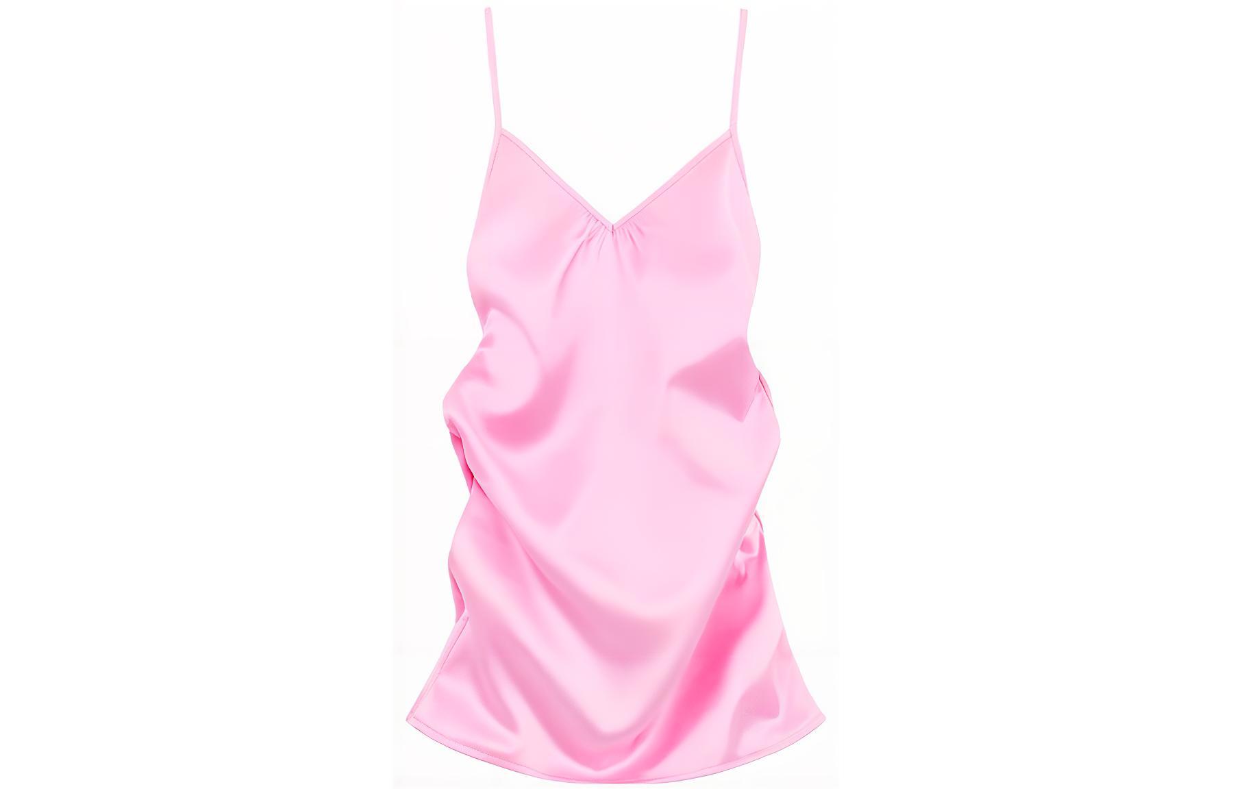 (Women) WE11DONE SS23  Solid Satin Sleeveless Casual Wave Dress WD-OP1-23-124-W-PK