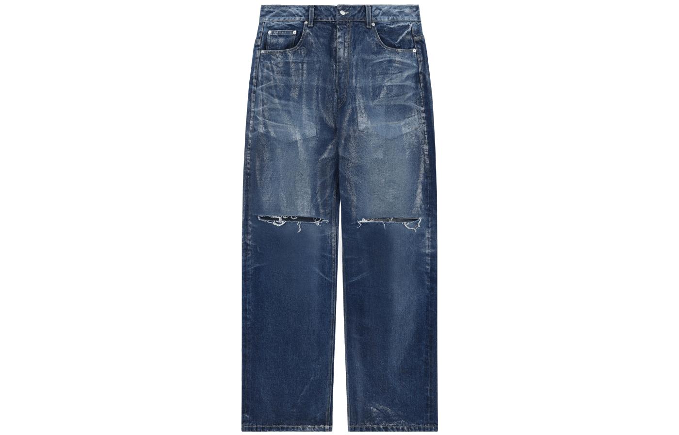 (Women) WE11DONE SS23 Distressed Straight-Leg Casual Jeans Blue WD-DP1-23-343-W-BL
