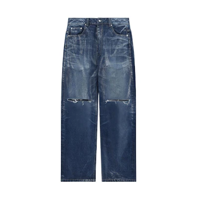 (Women) WE11DONE SS23 Distressed Straight-Leg Casual Jeans Blue WD-DP1-23-343-W-BL