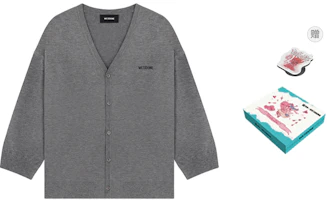 (Women) WE11DONE SS23 Grey V-Neck Knitted Sweater with Logo for Women - Gray WD-KC1-23-666-W-GY (Women) WE11DONE SS23 Grey V-Neck Knitted Sweater with Logo for Women - Gray WD-KC1-23-666-W-GY