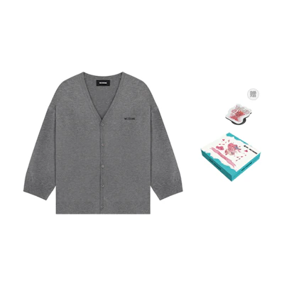 (Women) WE11DONE SS23 Grey V-Neck Knitted Sweater with Logo for Women - Gray WD-KC1-23-666-W-GY