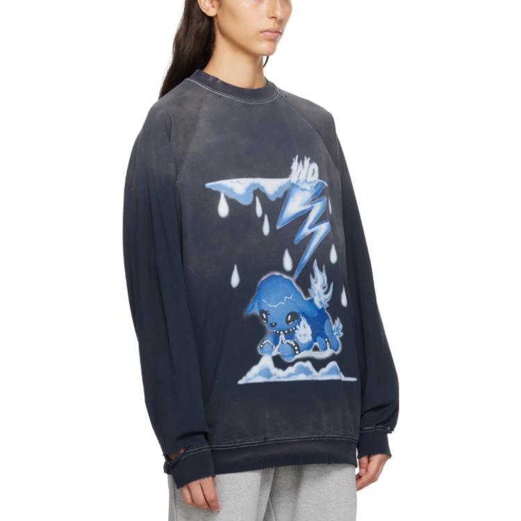 Lookbook (W) WE11DONE SS23 海军蓝动物印花圆领长袖T恤 WD-TS3-23-868-U-NV