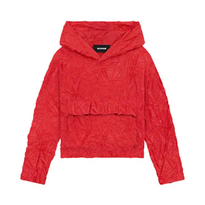 (Women) WE11DONE SS23 Xmas Style Solid Ruched Cropped Hoodie Women’s Red WD-JP1-23-088-W-RD