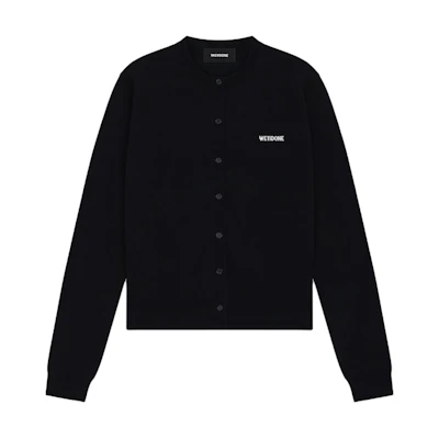(Women) WE11DONE SS24 Black Jacquard Logo Knit Cardigan WD-KC1-24-605-W-BK