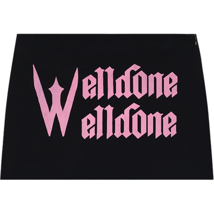 (Women) WE11DONE SS24  Black Mid-Rise Letter Print Casual Skirt. WD-TK1-24-832-W-BK