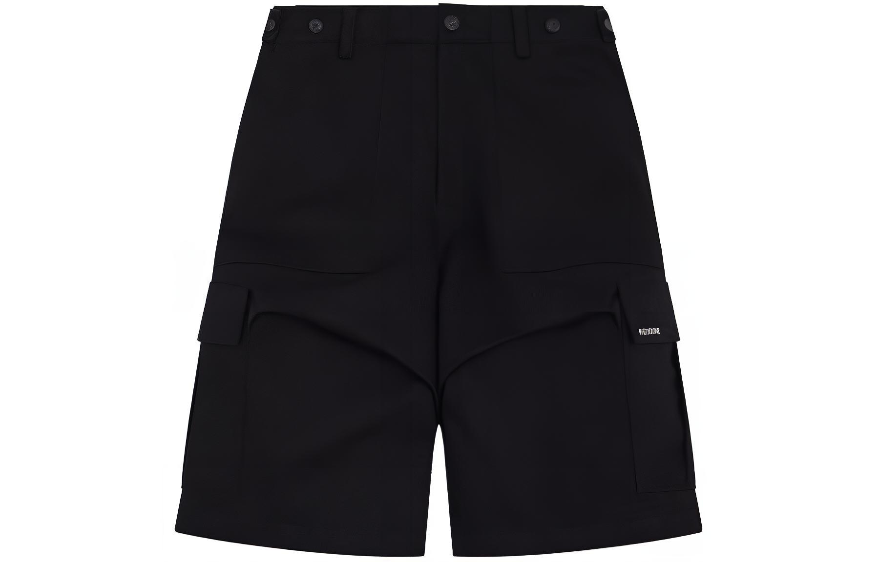 (Women) WE11DONE SS24  Black Mid-Rise Plain Zipper Casual Shorts. WD-PT1-24-213-W-BK